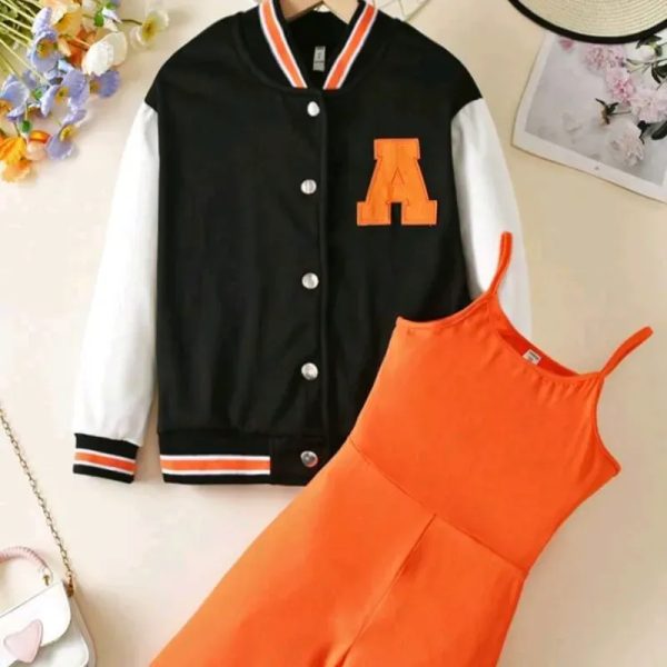  Conjunto de chaqueta y mono — Negro/Naranja