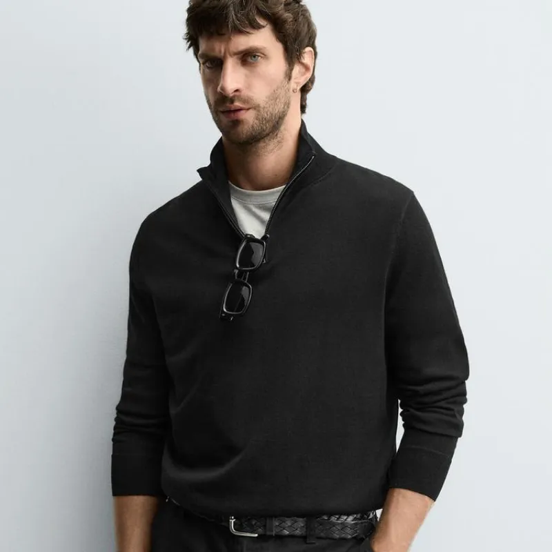 Jersey cremallera cuello lana