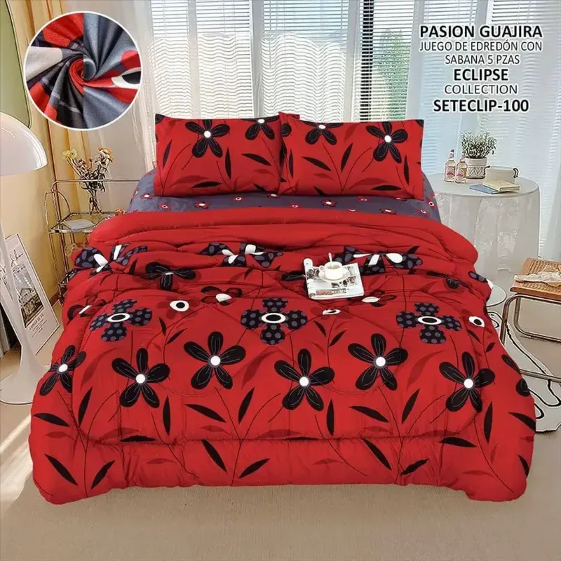 Juegos de edredón estampado full Pasión Guajira (5 piezas)
