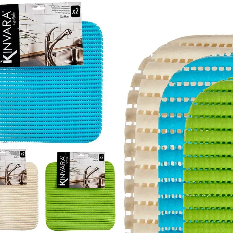 Set 2 alfombrillas antideslizantes (32 x 32 cm) 3 colores