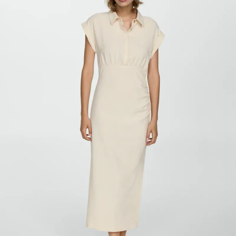 Vestido camisero drapeado