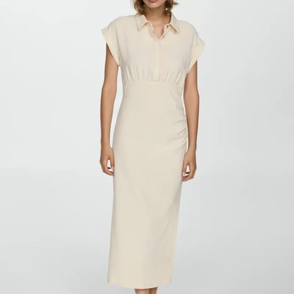 Vestido camisero drapeado