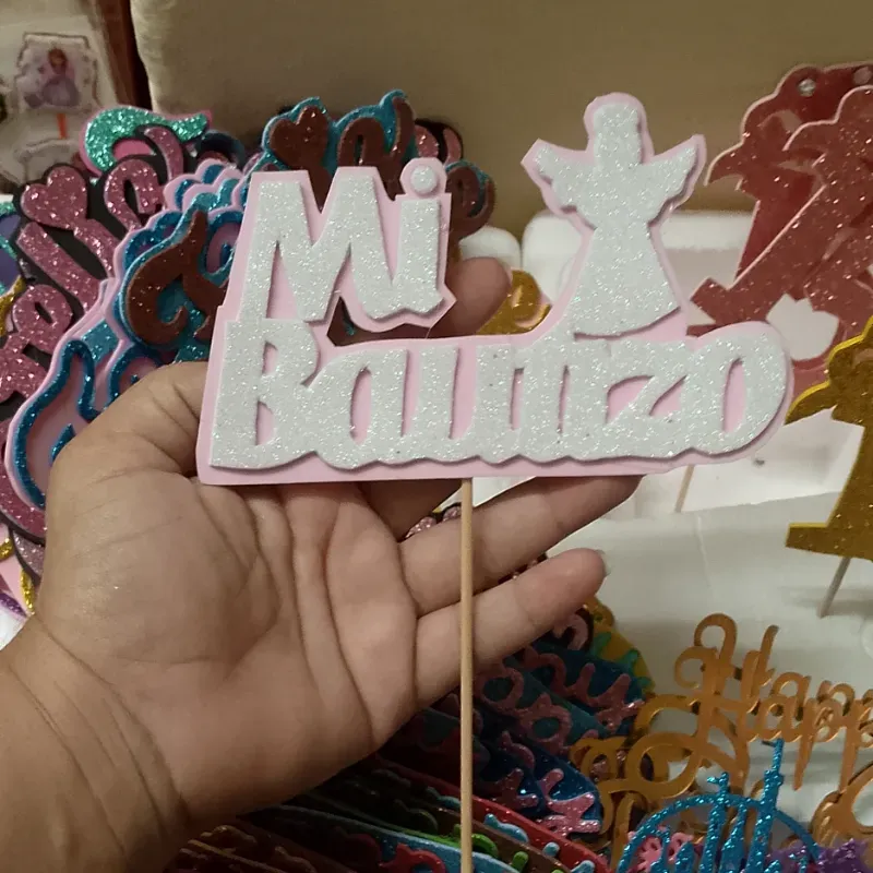 Topper de bautizo (blanco c rosa)
