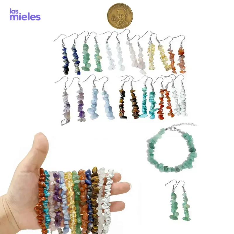 Set de collar y aretes de piedras