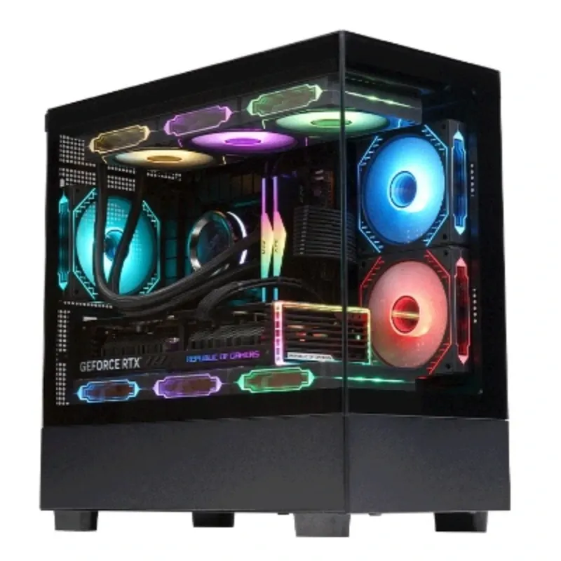 CHASIS DE CRISTAL TEMPLADO GAMING NEGRO CON 9 FANES Y CONTROLADOR RGB
