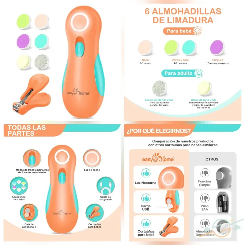 Lima de uñas eléctrica para bebé