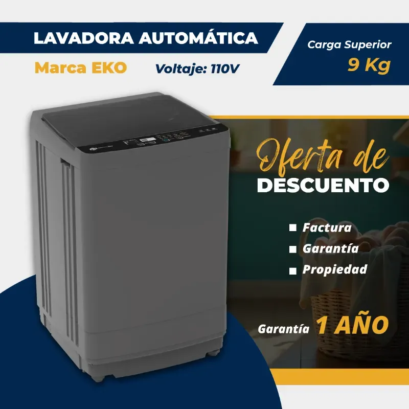 Lavadora automática de 9Kg