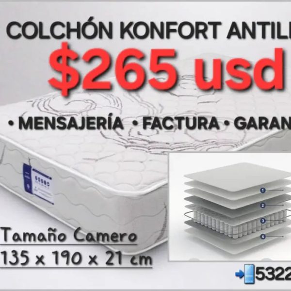 Colchón Camero marca KONFORT ANTILLAS
