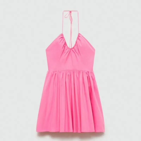 Vestido algodón escote fruncido