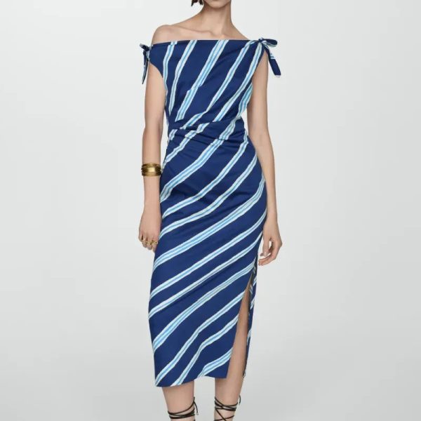 Vestido rayas hombros descubiertos