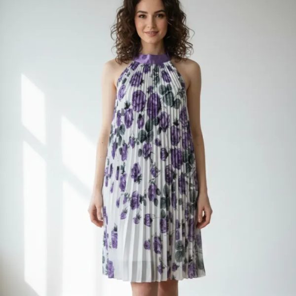 Vestido plizado de flores
