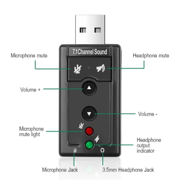  Tarjeta de Sonido Externa USB 7.1 Virtua