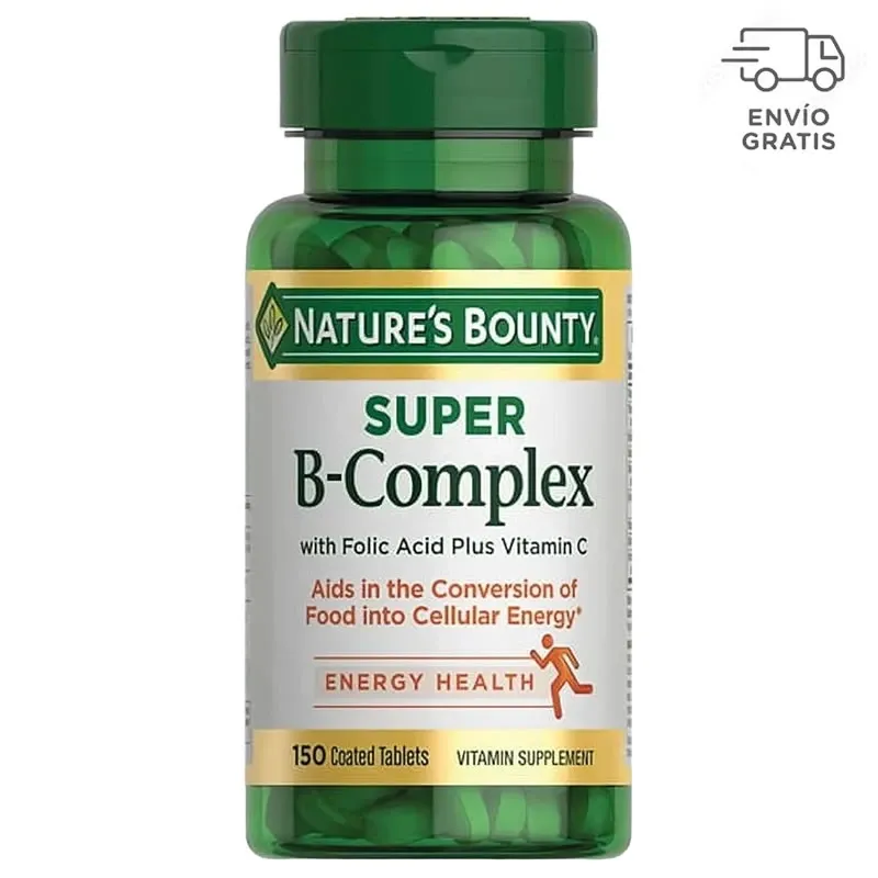 Nature's Bounty Super Complejo-B con Acido Fólico Más Vitamina C, 150 Tabletas