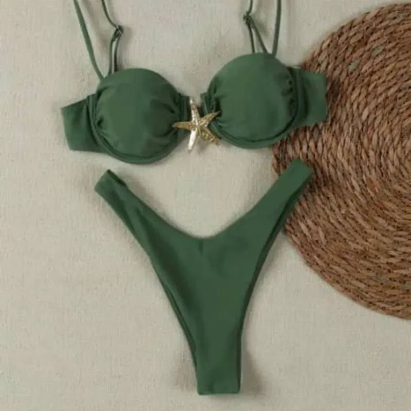  Bikini con estrella dorada — Verde