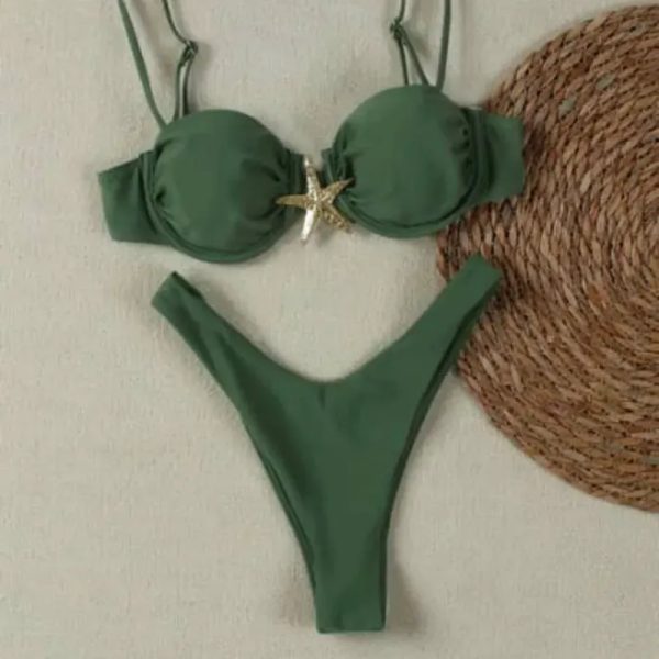 Bikini con estrella dorada — Verde