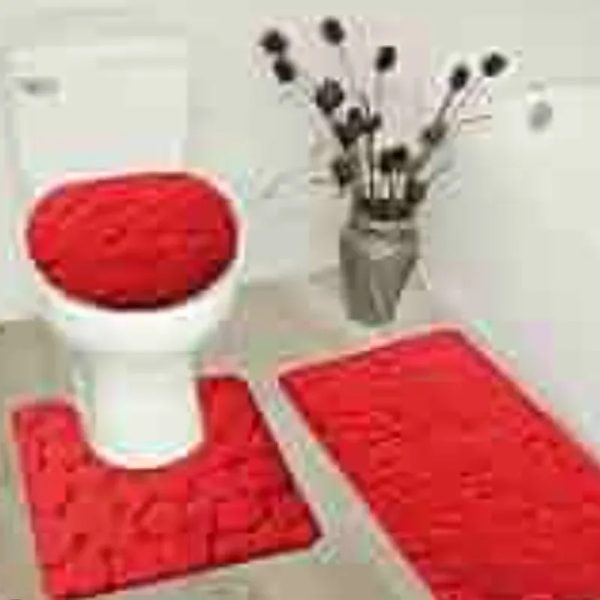 ALFOMBRAS PARA BAÑOS (3 PIEZAS) VARIOS COLORES Y MODELOS A ESCOGER