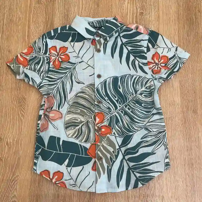 Camisa tropical color azul