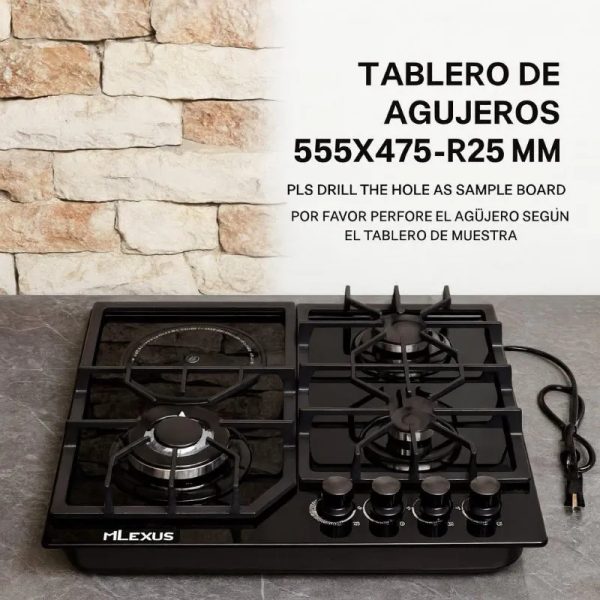 Cocina Empotrable 3Q a Gas y 1 Q Inflarojo