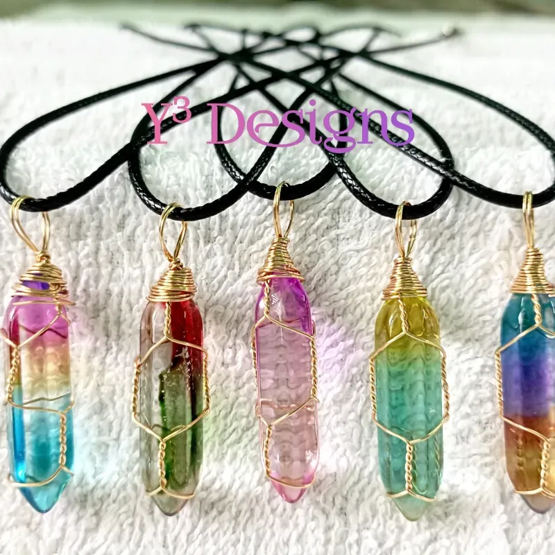 Collares con Dijes de Cuarzo Multicolor