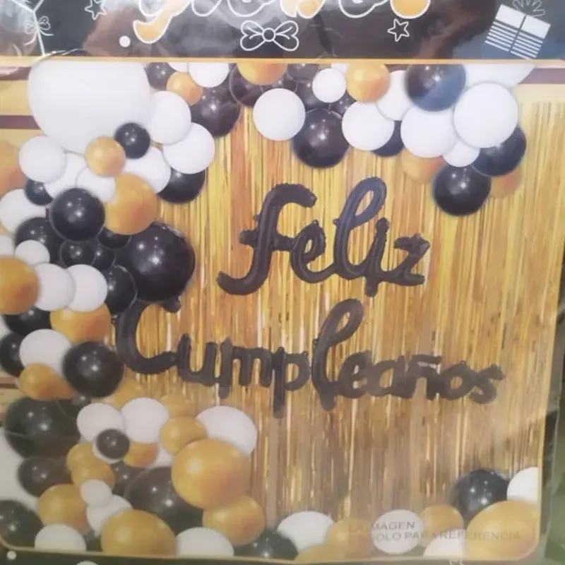 ‼️SL-123 Set de Globos de 58 Piezas - Dorado, blanco y negro (Cortina)‼️