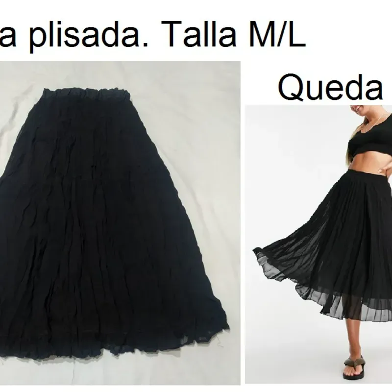 Saya larga negra, plisada.