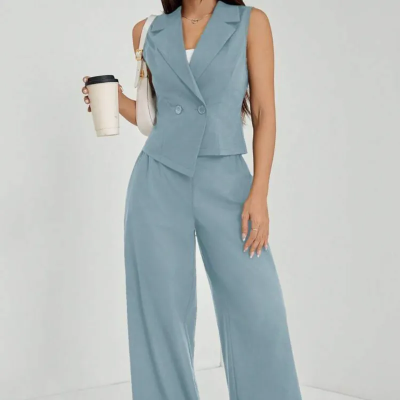 Conjunto formal azul neblina