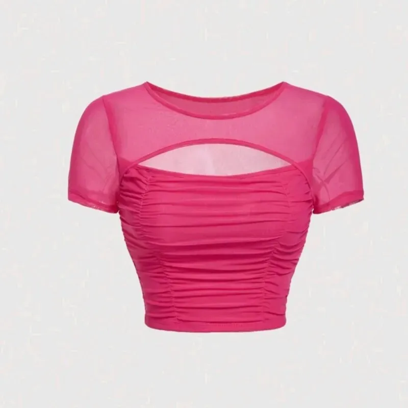  Top fruncido con abertura — Rosado