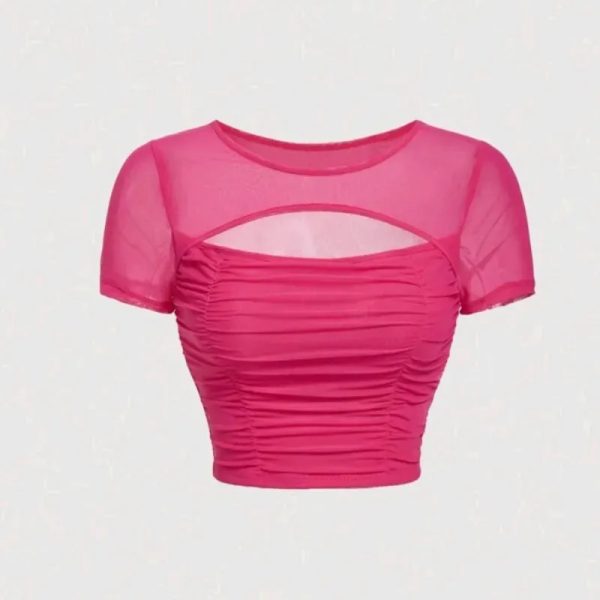 Top fruncido con abertura — Rosado