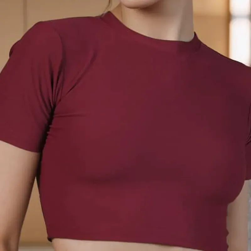 Pullover corto rojo vino