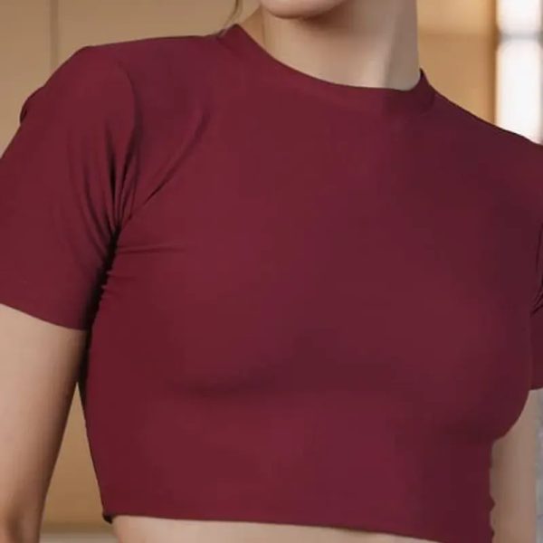 Pullover corto rojo vino