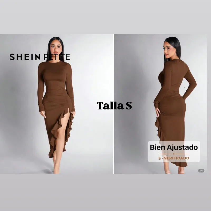 Vestido ajustado de mangas largas y abertura en la pierna