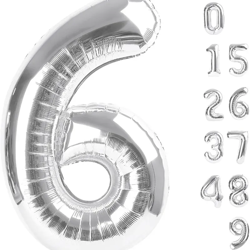 Globo foil número 6 plateado