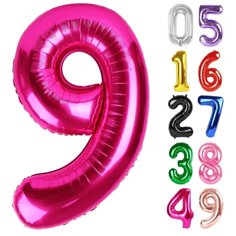Globo foil número 9 rosa intenso