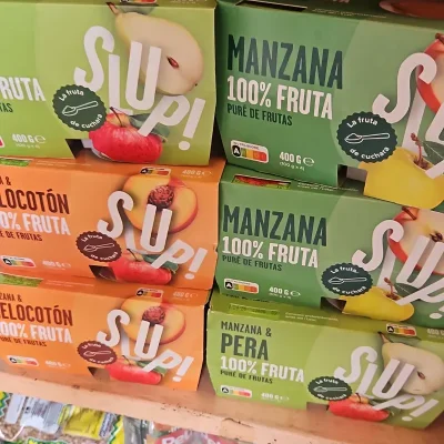 Compotas SUP 113g Blíster sabores de 4 unidades ,manzana melocotón  Pera melocotón