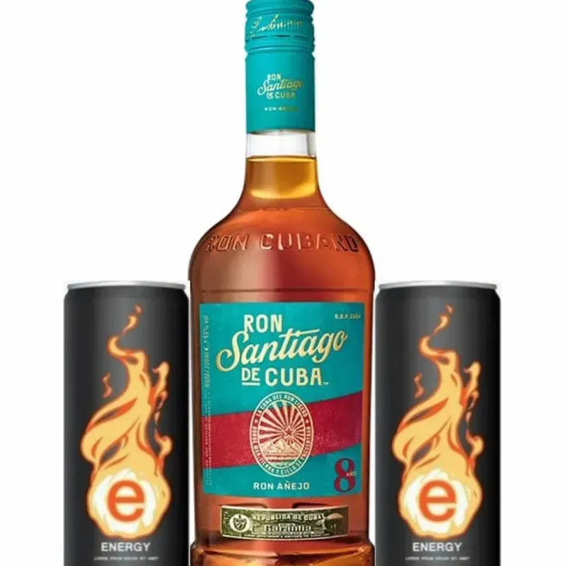 RON SANTIAGO 8 AÑOS + 2 ENERGETICO