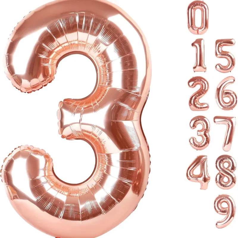 Globo foil número 3 rosa oro