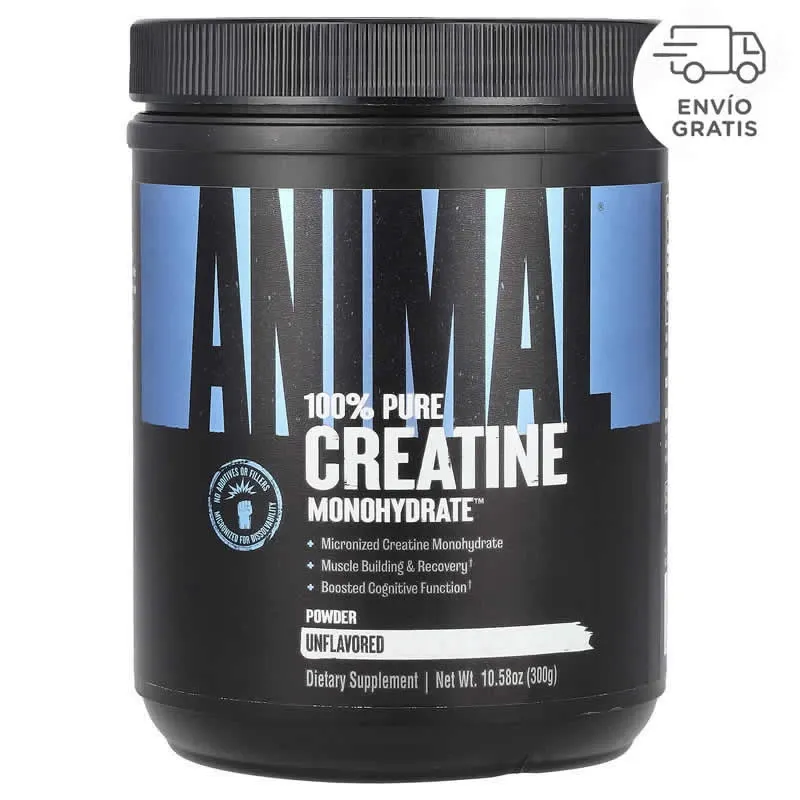 Animal, Monohidrato de creatina 100 % puro en polvo, Sin sabor, 300 g (10,58 oz)