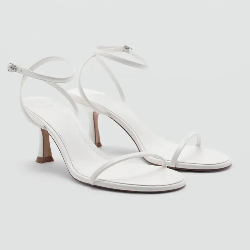 Sandalias de tacón Mango blancas tiras finas al tobillo