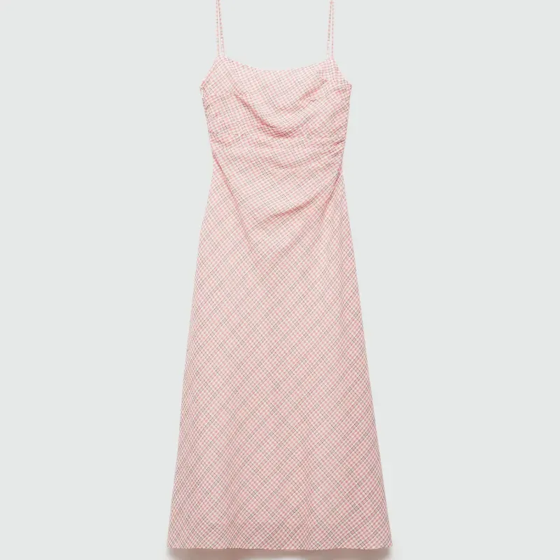 Vestido midi estampado cuadros