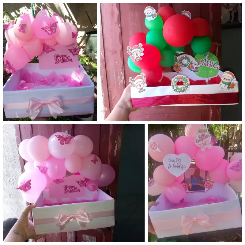 Cajas de regalo con globos