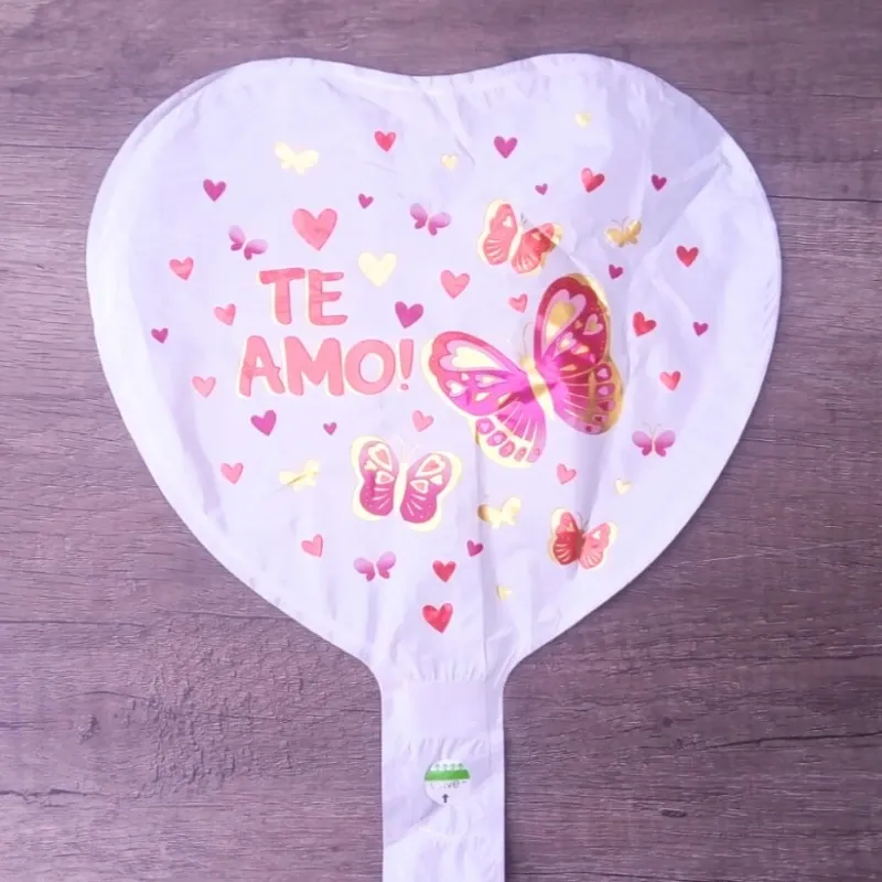 Globo Te Amo blanco con mariposas