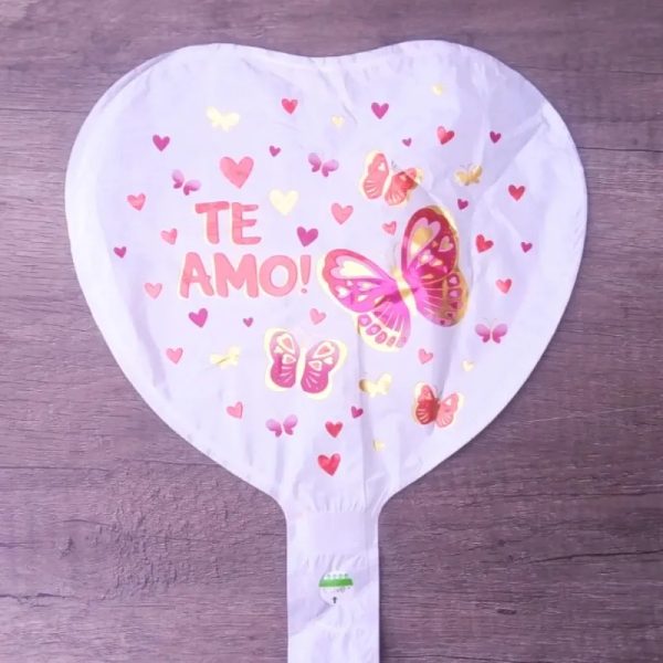 Globo Te Amo blanco con mariposas