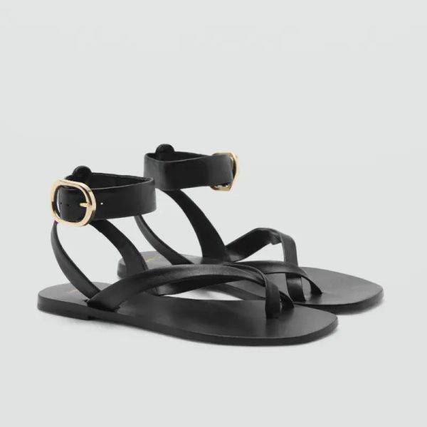 Sandalias planas negras Mango