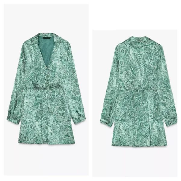 Vestido Zara verde satinado