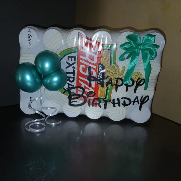 Caja de cerveza cristal decorada
