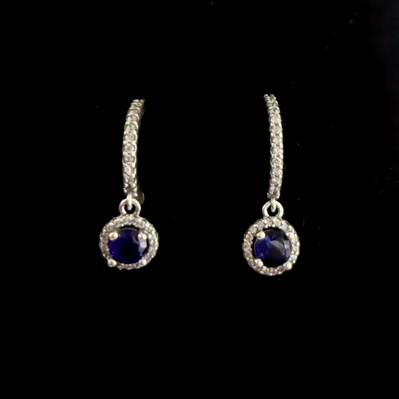 Argollas de brillo redondo azul oscuro