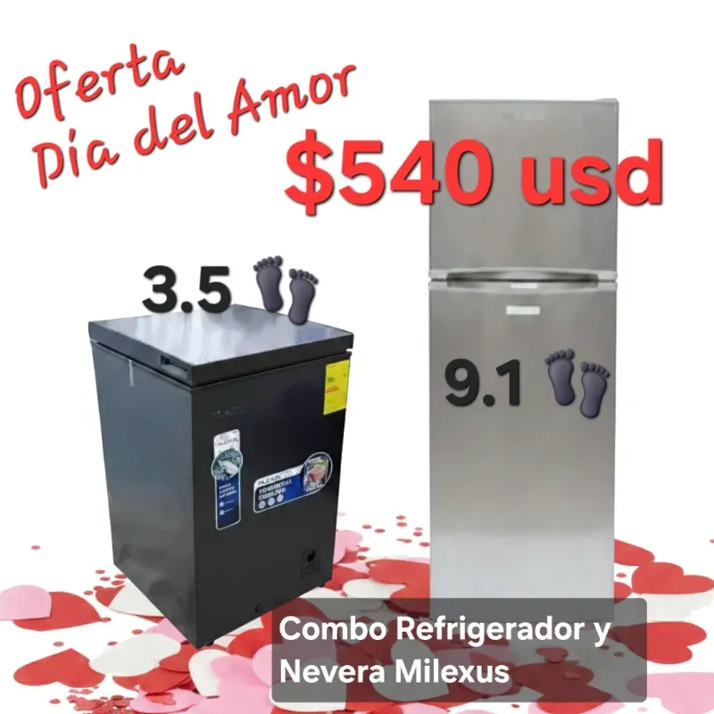 Combo Refrigerador y Nevera Milexus
