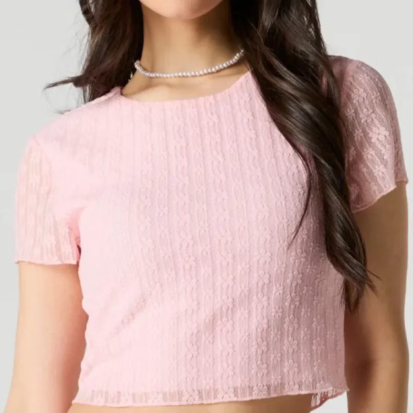 Pulover de encaje rosa