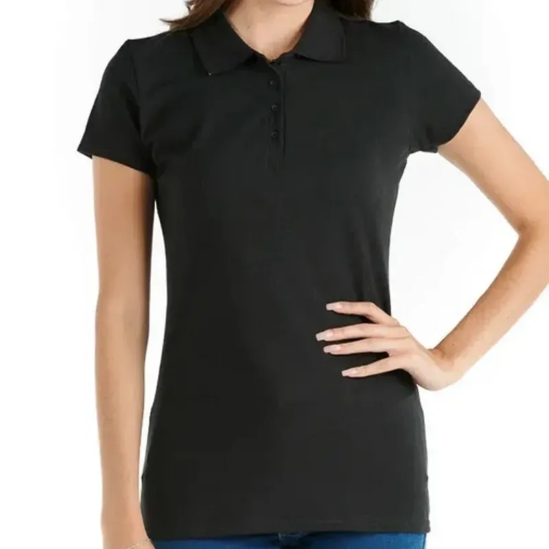 Pulover negro tipo polo para mujer
