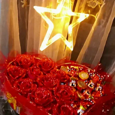 Corazon con rosas escarchadas